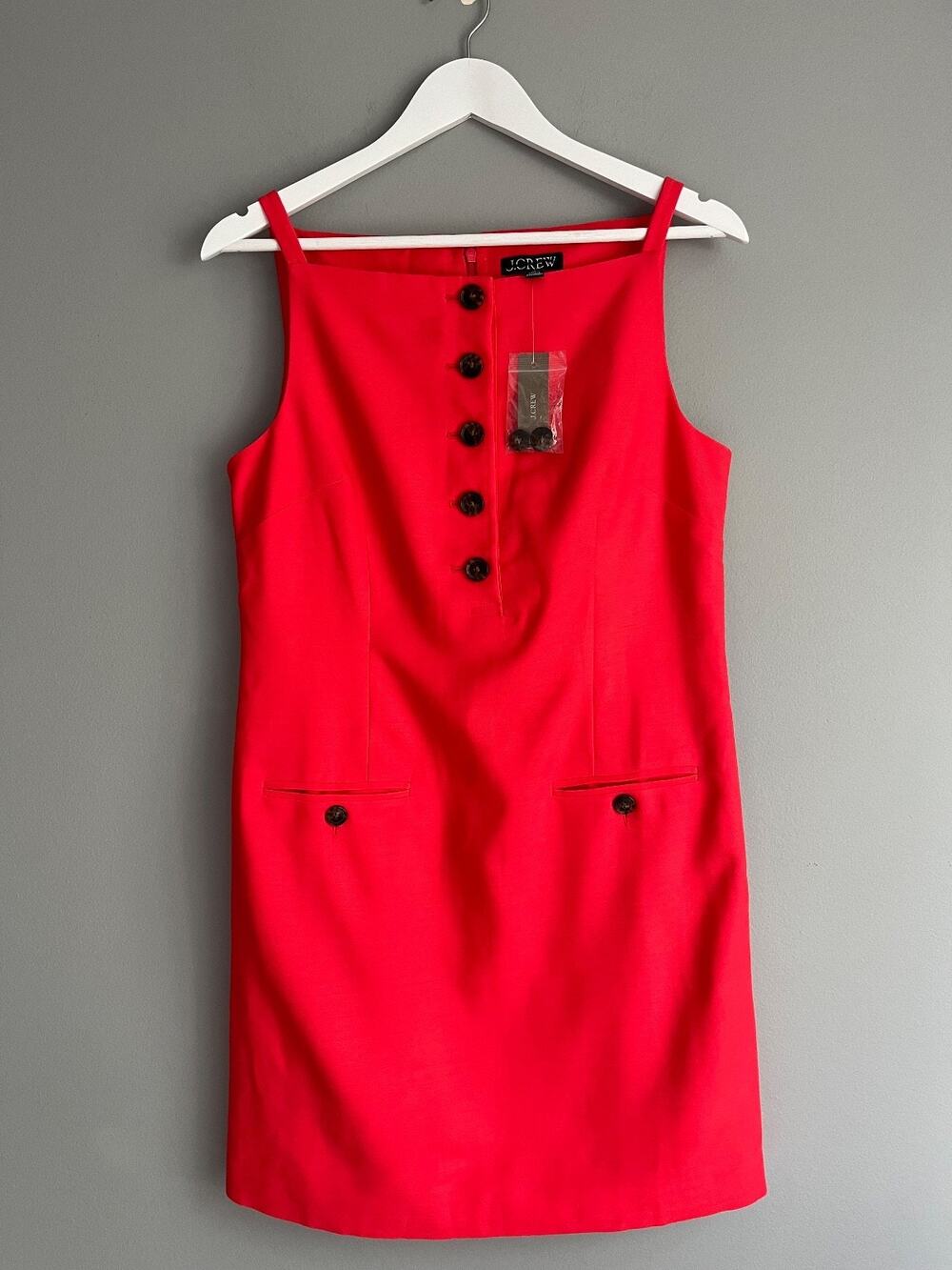 J.Crew NWT Mini Sheath Dress Gramercy Linen Blend California Poppy 10 CS954 Lux